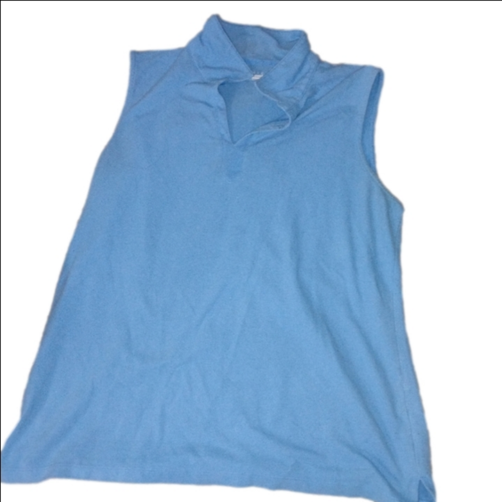 Sleeveless Light Blue Women's Mock Neck Top